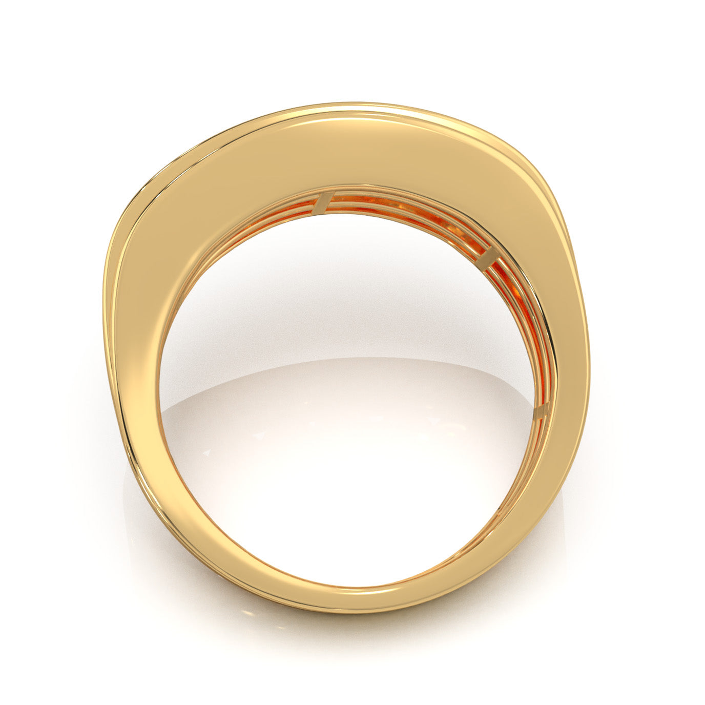 1.10 ct Moissanite Round Cut Channel Squared off Mens Wedding Band in 14k Yellow Gold