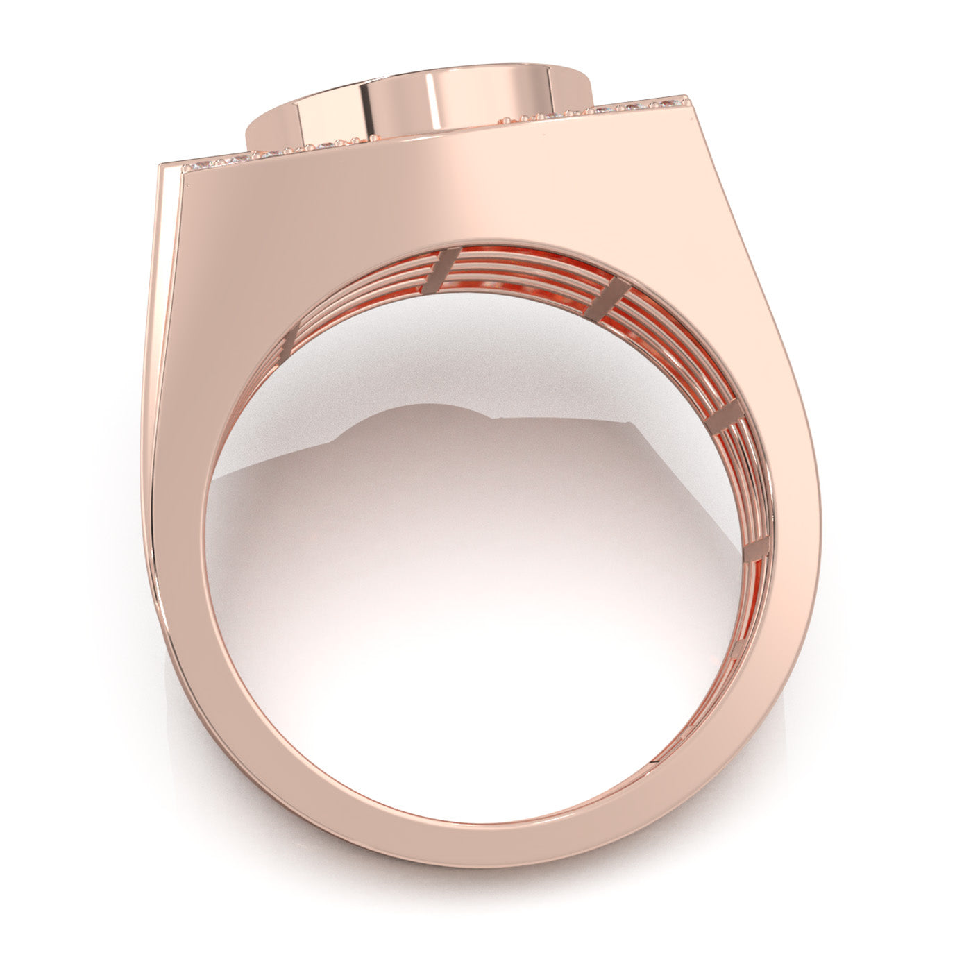 1.10 ct Moissanite Round Cut Oval Shape Mens Statement Ring in 14k Rose Gold