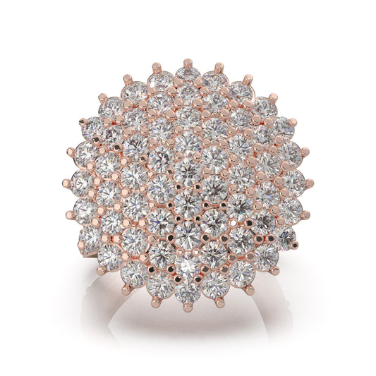 4.80 ct Natural Diamond Cluster Flower Pave Cocktail Ring in 14k Rose Gold