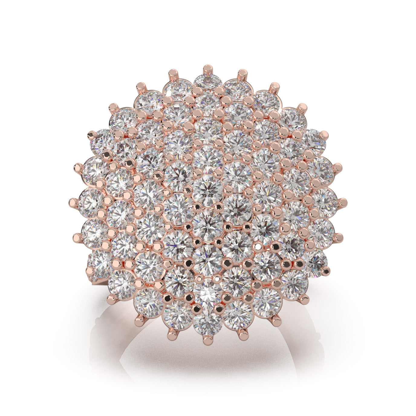 4.80 ct Moissanite Cluster Flower Pave Cocktail Ring in 14k Rose Gold