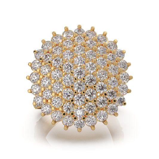 4.80 ct Natural Diamond Cluster Flower Pave Cocktail Ring in 14k Yellow Gold