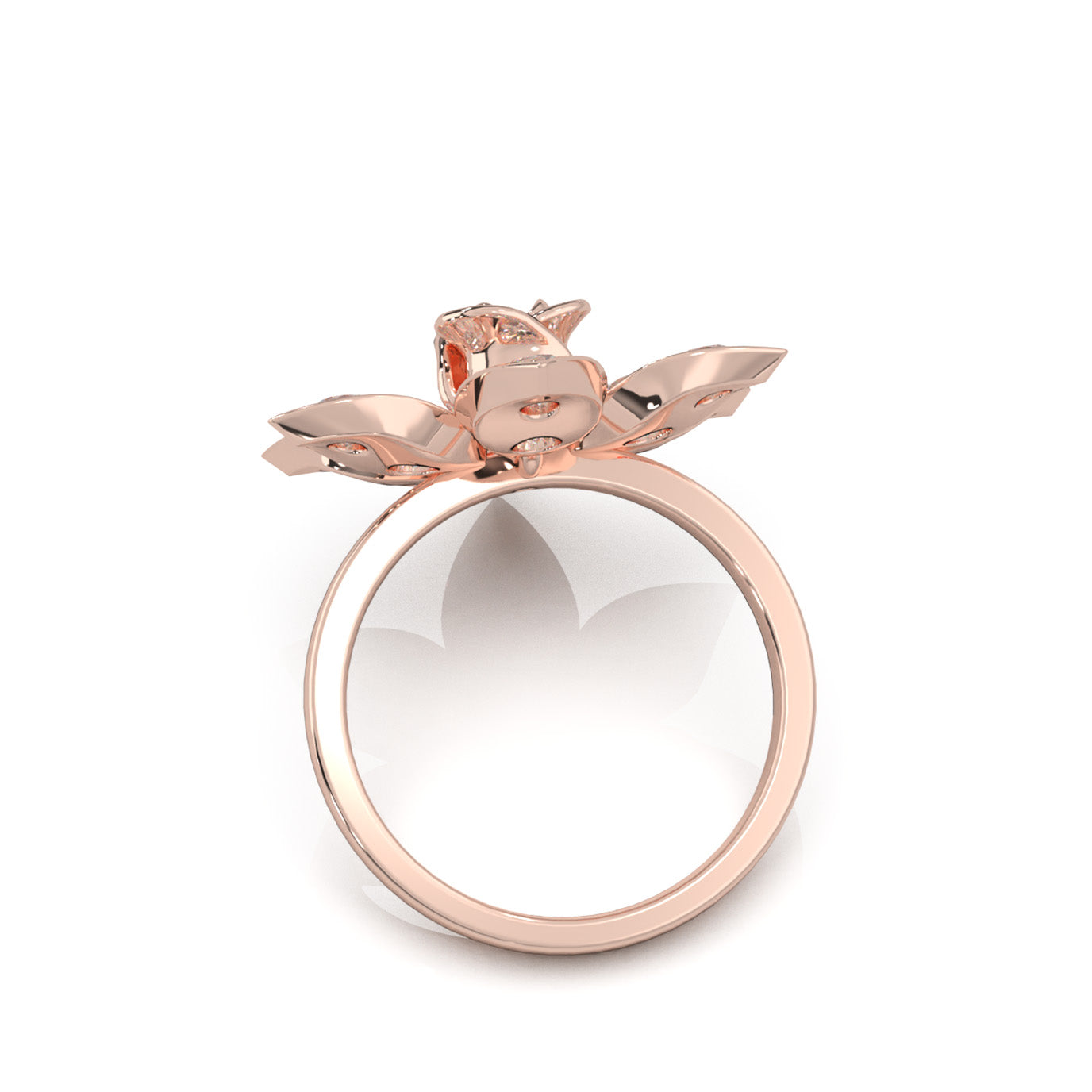 2.20 ct Moissanite Flower Rose Petal Promise Ring in 14k Rose Gold