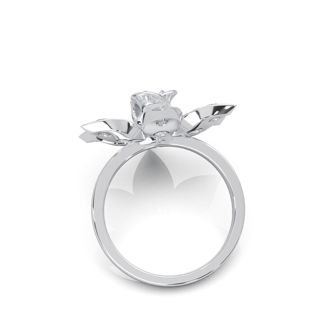 2.20 ct Natural Diamond Flower Rose Petal Promise Ring in 10k White Gold