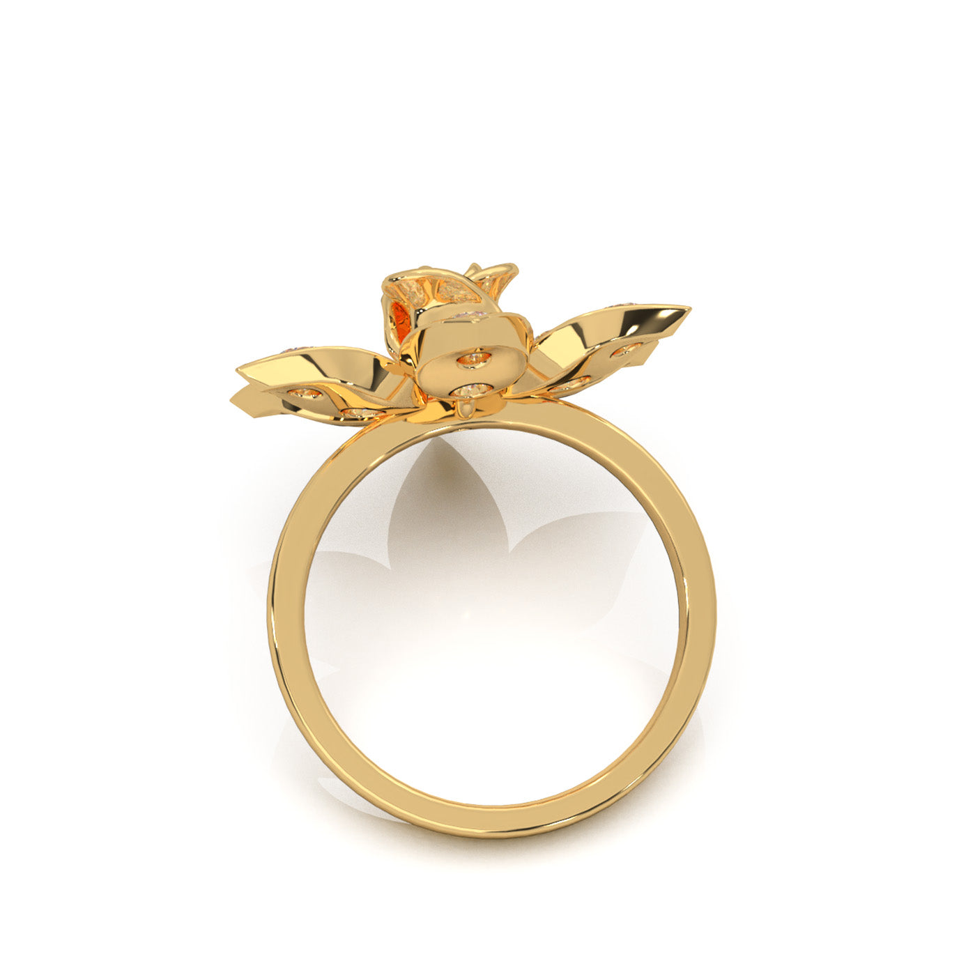 2.20 ct Natural Diamond Flower Rose Petal Promise Ring in 10k Yellow Gold