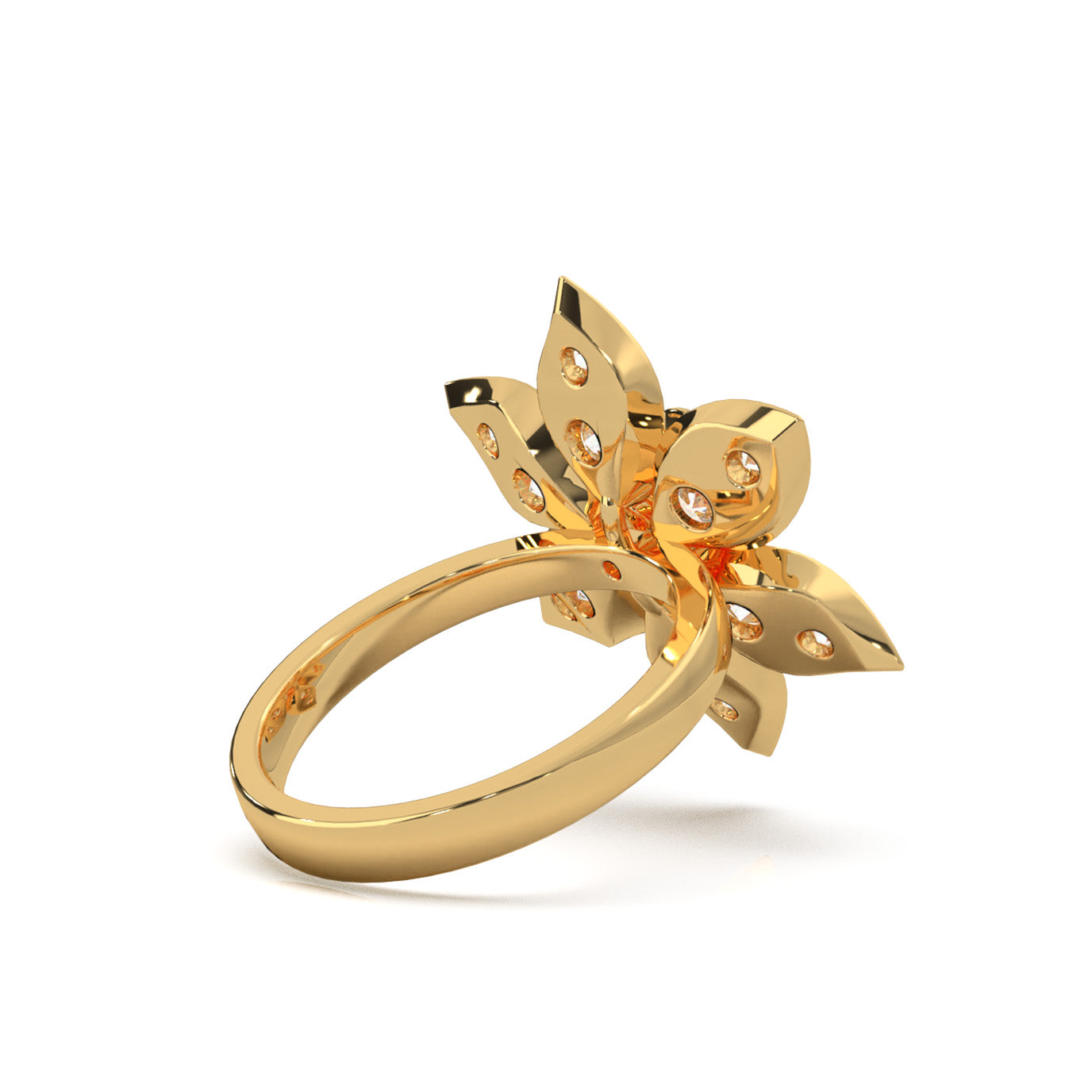 2.20 ct Natural Diamond Flower Rose Petal Promise Ring in 10k Yellow Gold