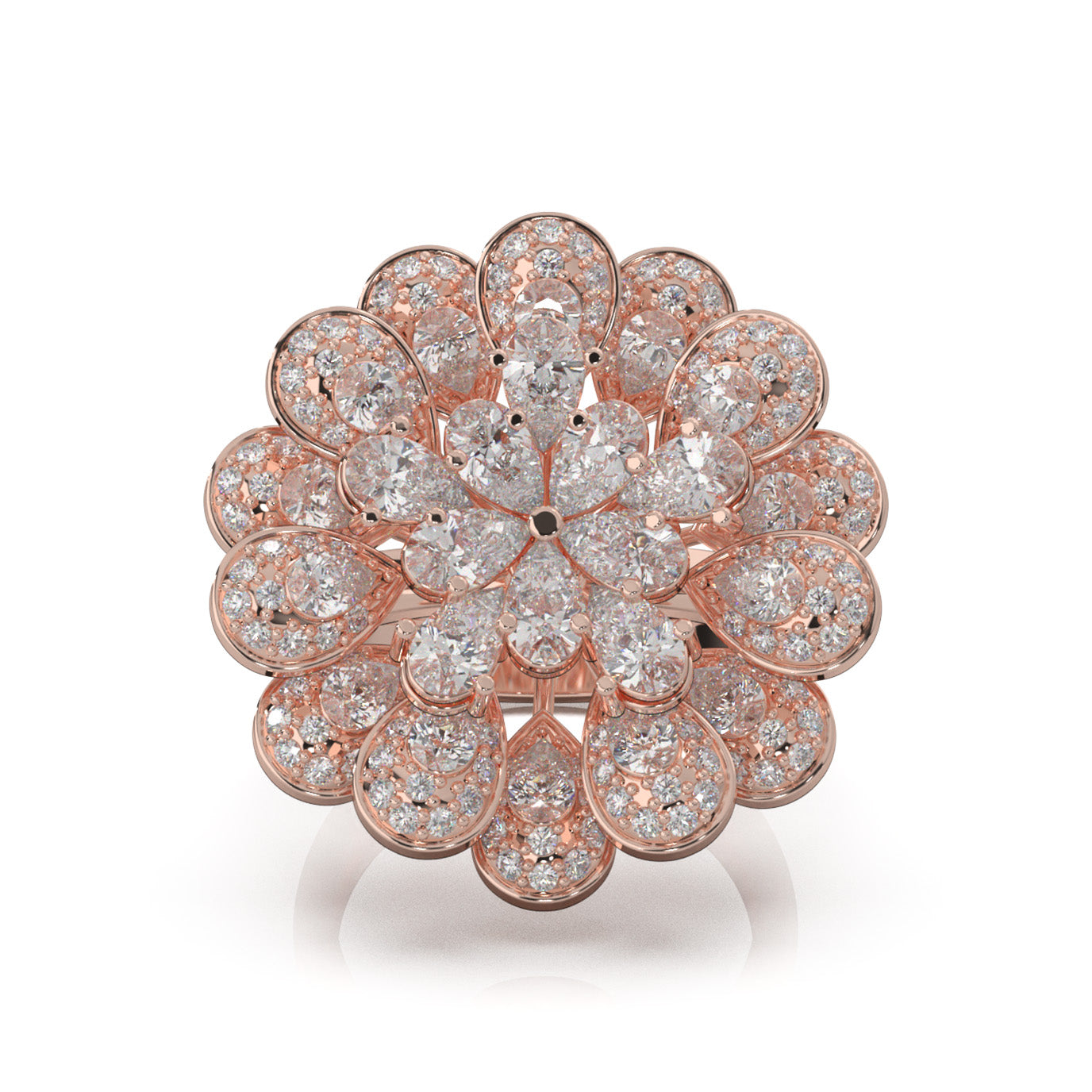 3.90 ct Natural Diamond Cocktail Rings in 10k Rose Gold