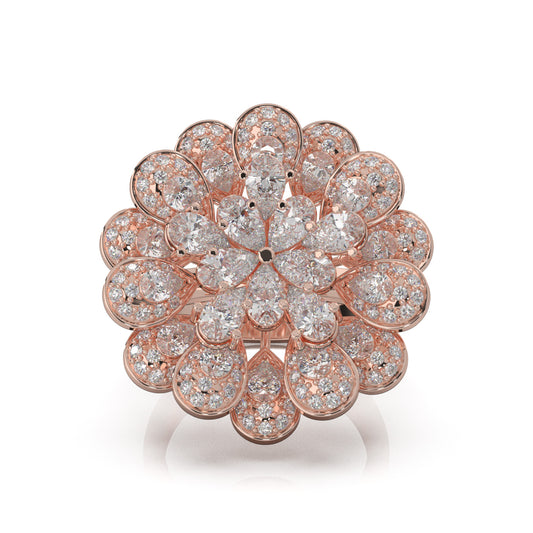 3.90 ct Natural Diamond Cocktail Rings in 14k Rose Gold