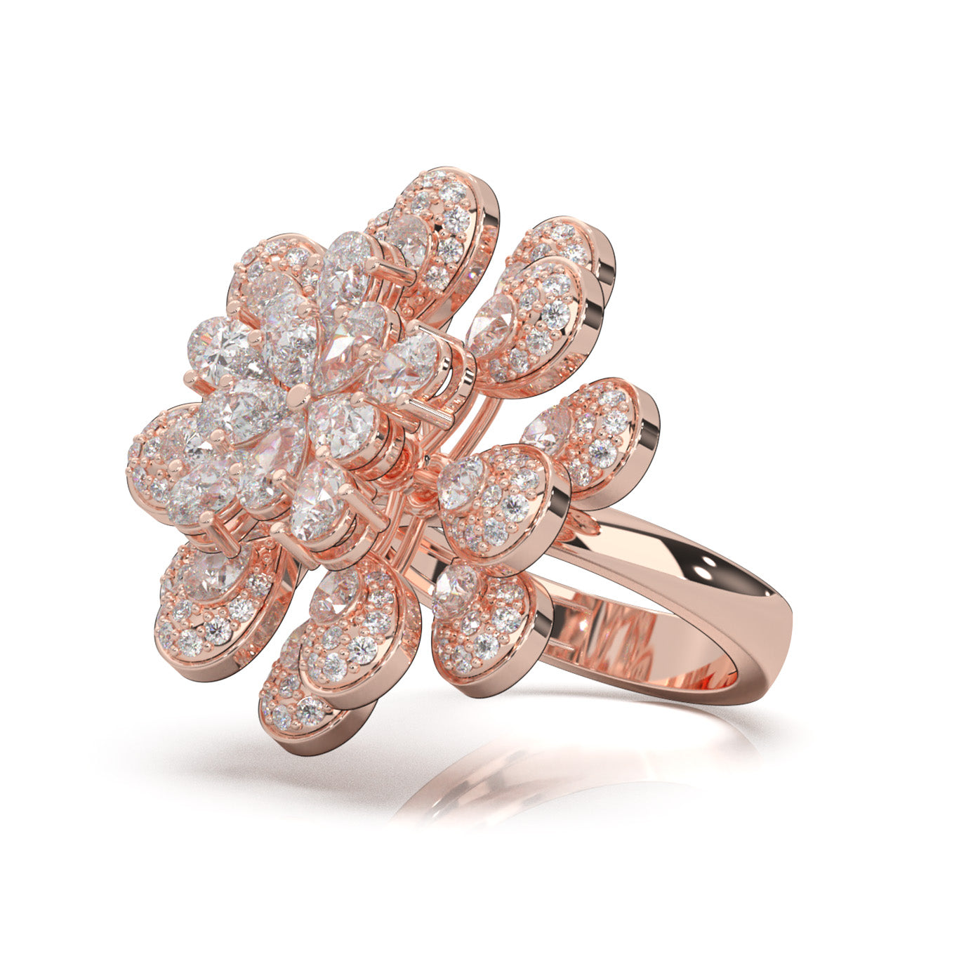 3.90 ct Natural Diamond Cocktail Rings in 10k Rose Gold