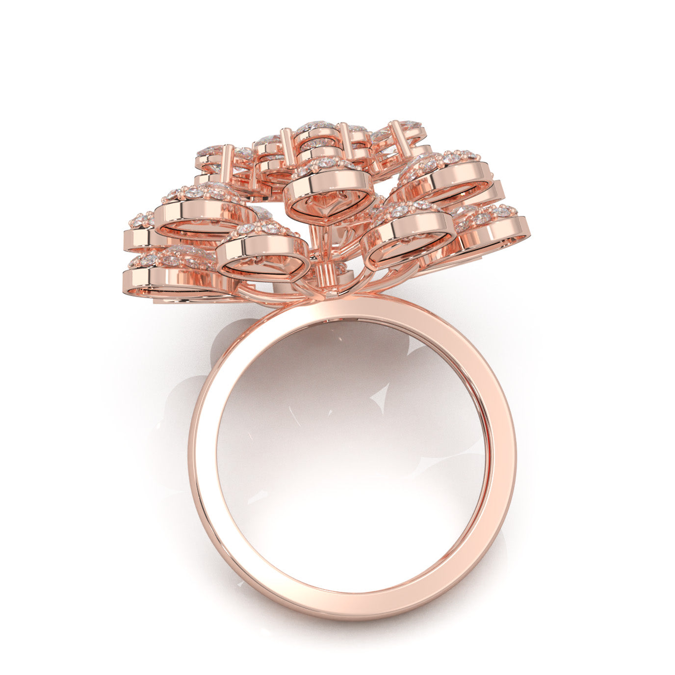 3.90 ct Natural Diamond Cocktail Rings in 10k Rose Gold