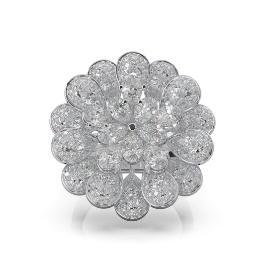 3.90 ct Natural Diamond Cocktail Rings in 14k White Gold