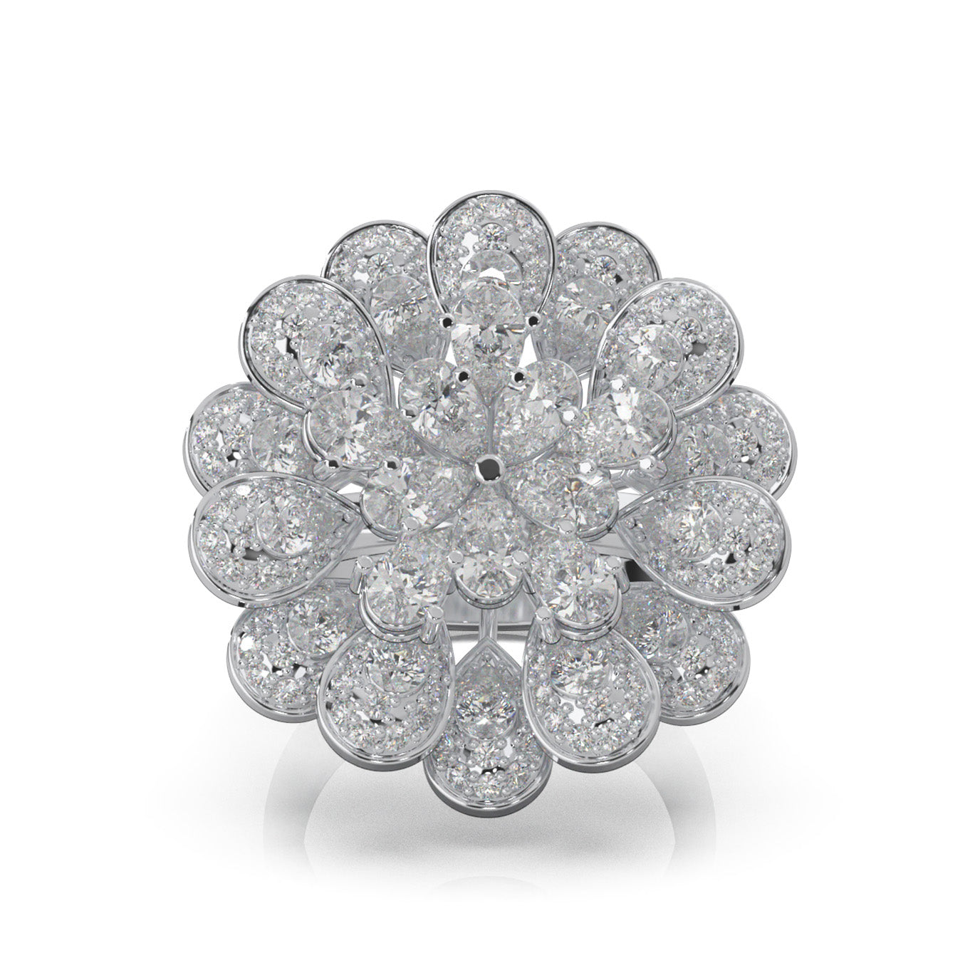 3.90 ct Moissanite Cocktail Rings in 14k White Gold