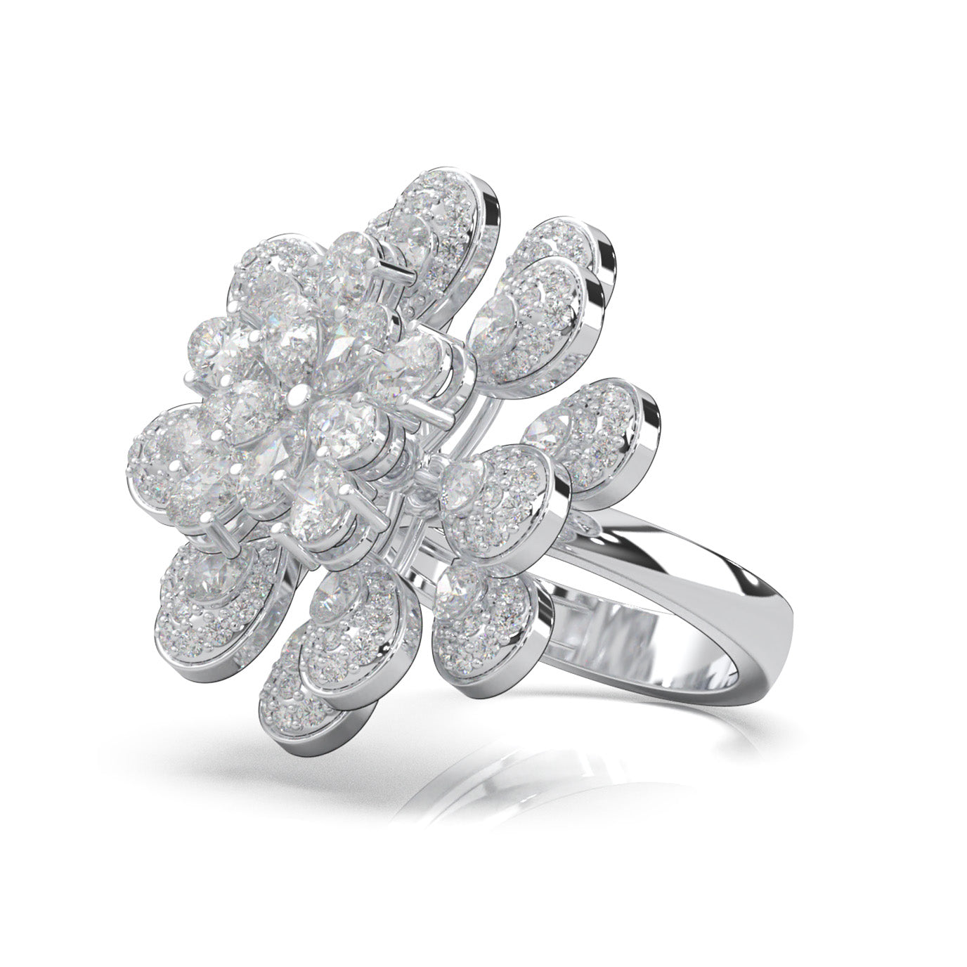 3.90 ct Natural Diamond Cocktail Rings in 14k White Gold