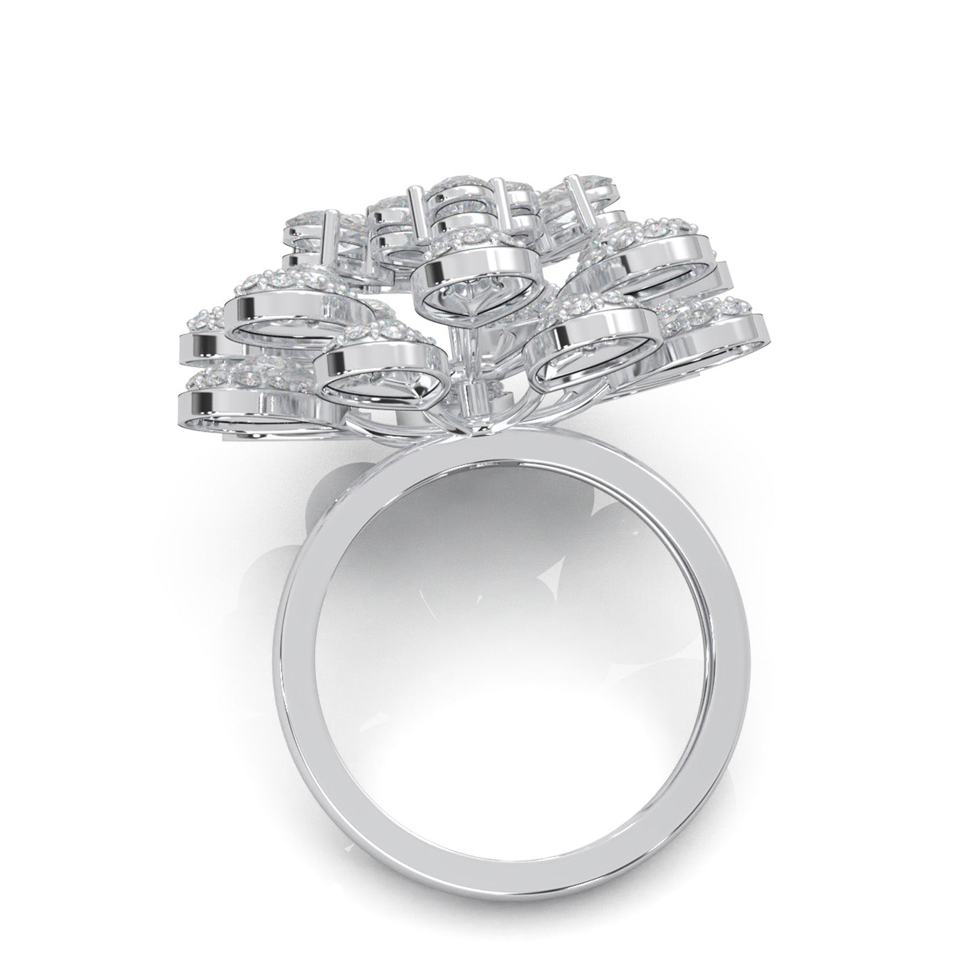 3.90 ct Natural Diamond Cocktail Rings in 10k White Gold
