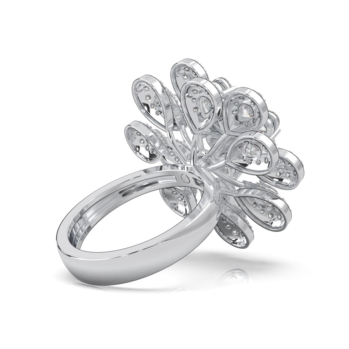 3.90 ct Moissanite Cocktail Rings in 14k White Gold