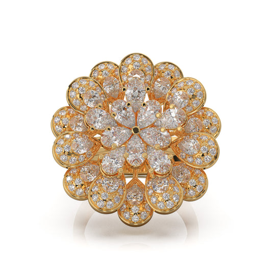 3.90 ct Natural Diamond Cocktail Rings in 14k Yellow Gold