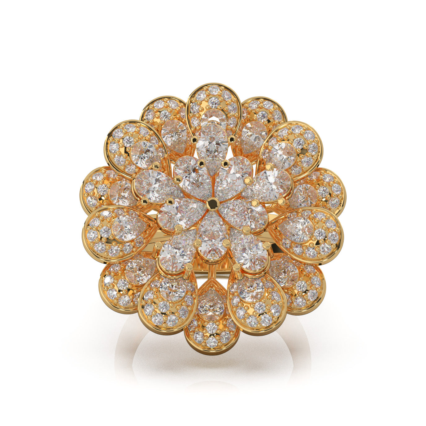 3.90 ct Moissanite Cocktail Rings in 10k Yellow Gold