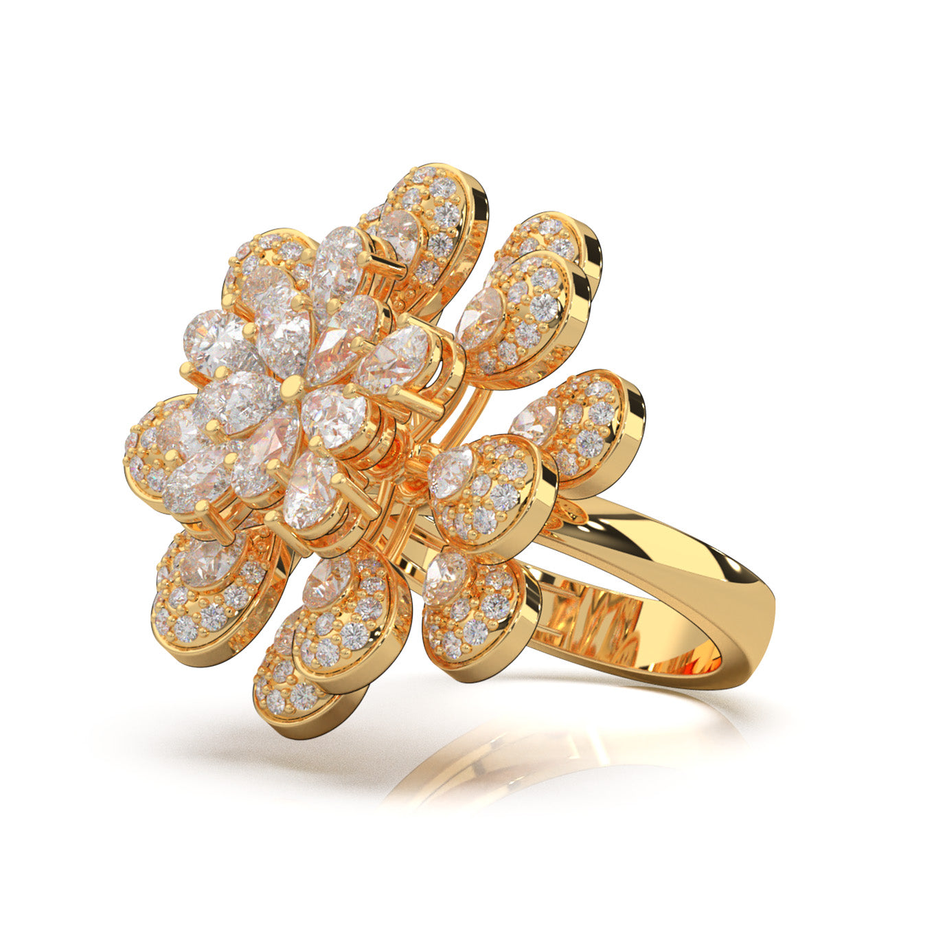 3.90 ct Natural Diamond Cocktail Rings in 14k Yellow Gold