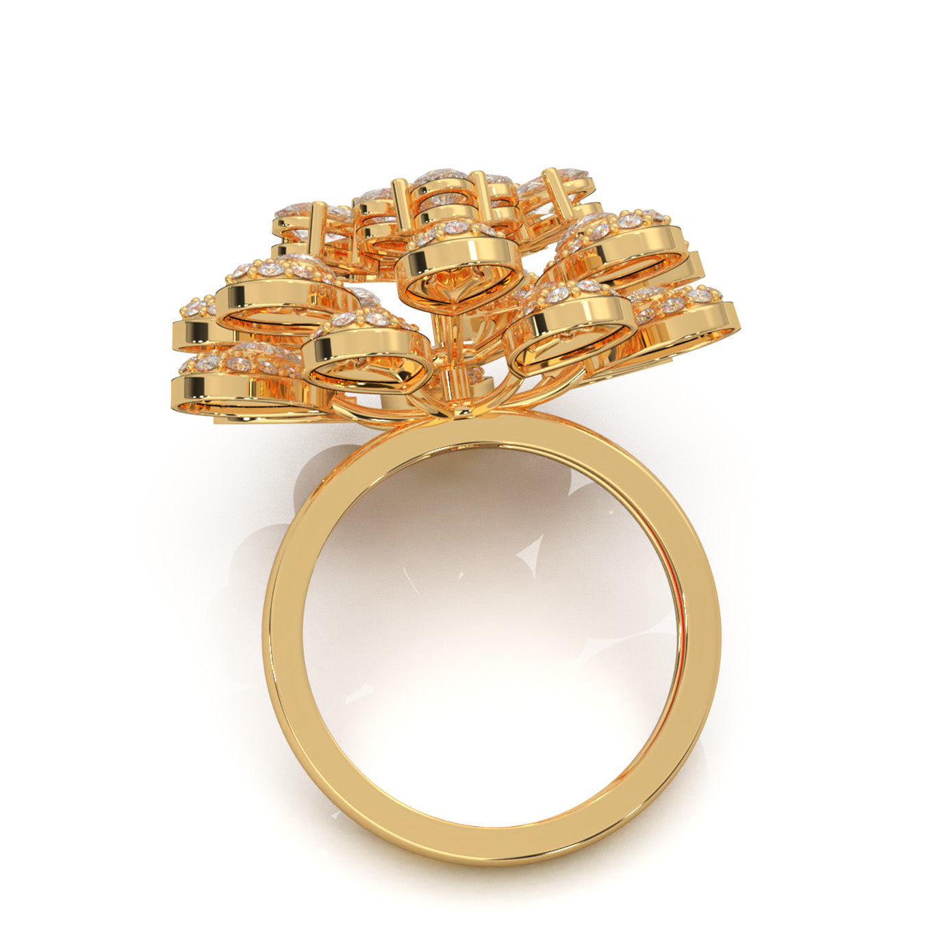 3.90 ct Natural Diamond Cocktail Rings in 10k Yellow Gold