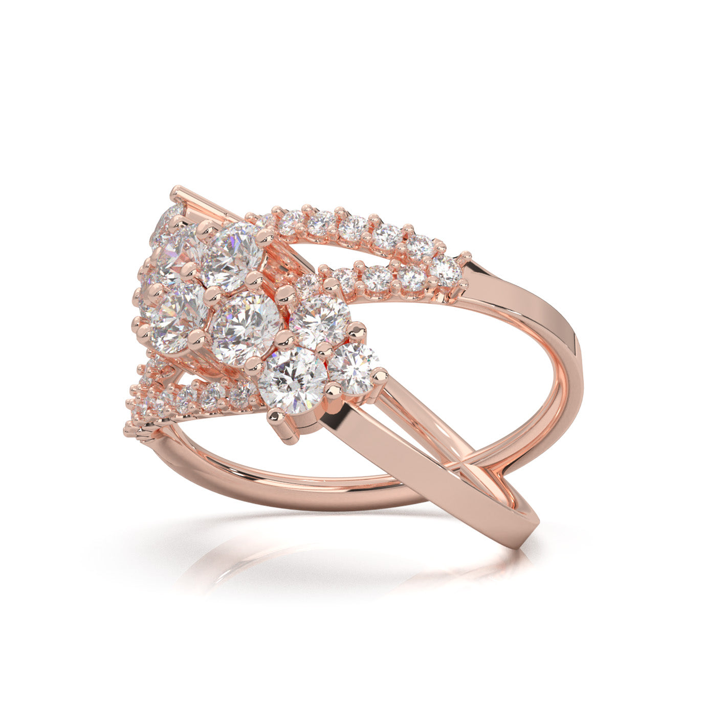 1.90 ct Natural Diamond Fancy Rings in 14k Rose Gold