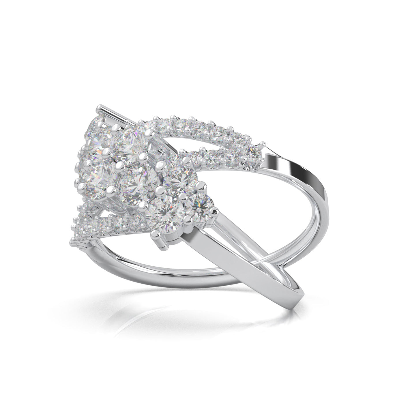 1.90 ct Moissanite Fancy Rings in 10k White Gold