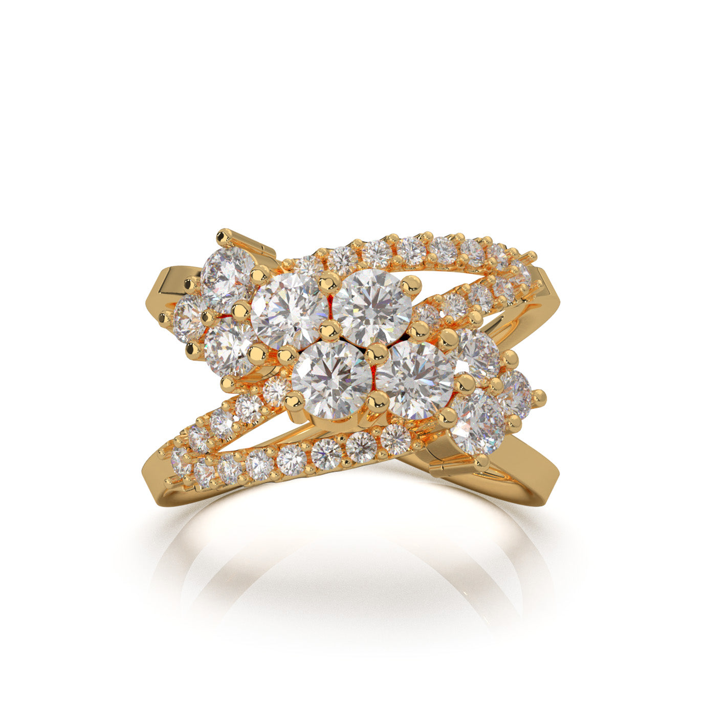 1.90 ct Natural Diamond Fancy Rings in 10k Yellow Gold
