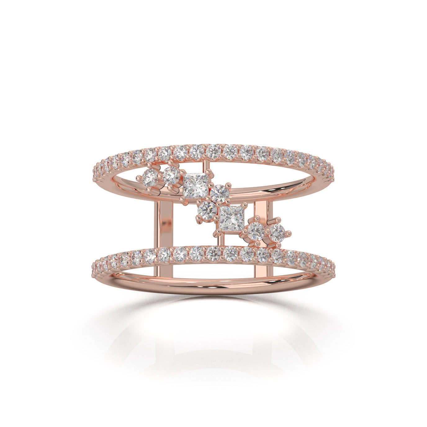 0.66 ct Moissanite Fancy Rings in 14k Rose Gold