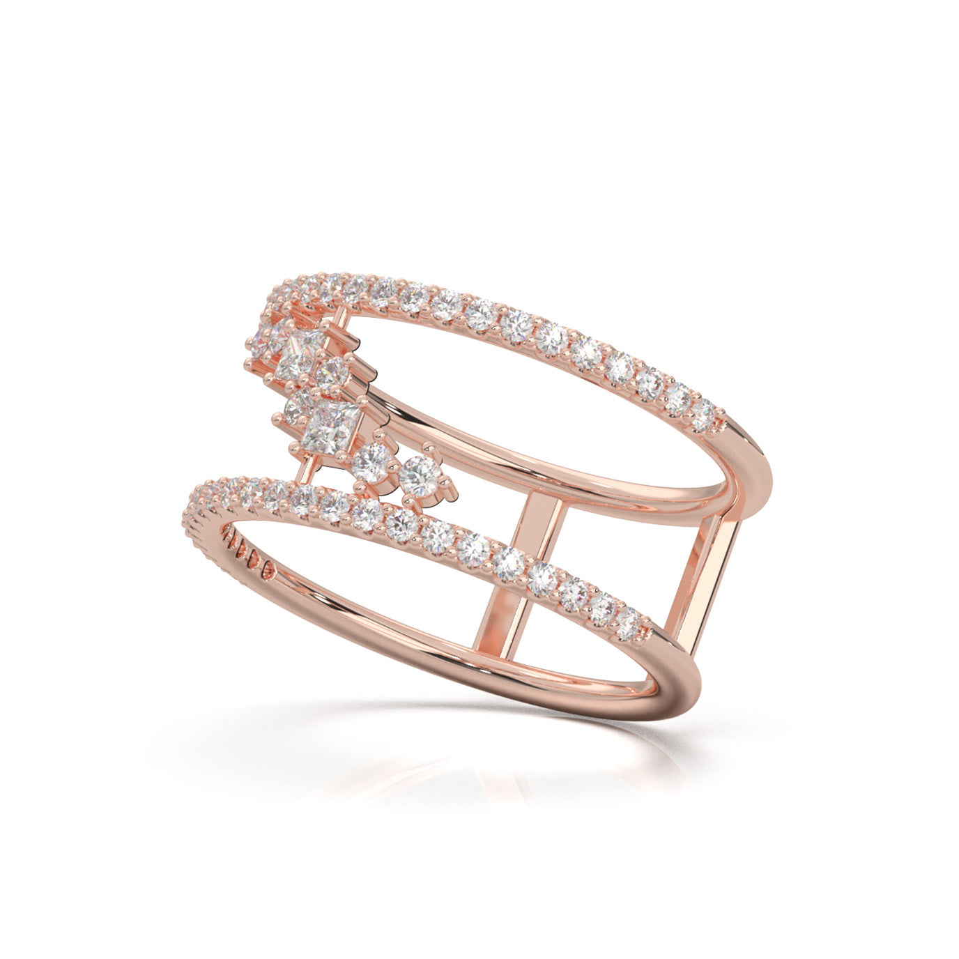 0.66 ct Moissanite Fancy Rings in 14k Rose Gold