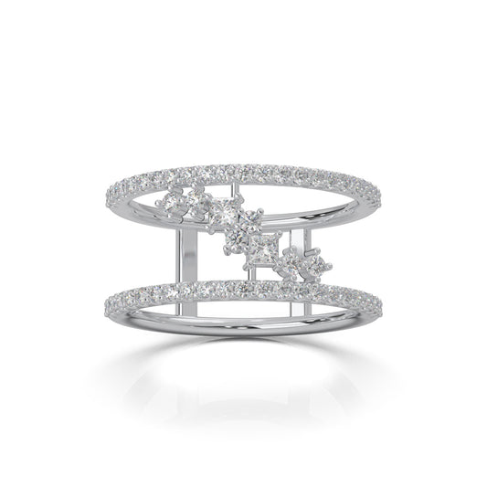 0.66 ct Moissanite Fancy Rings in 14k White Gold