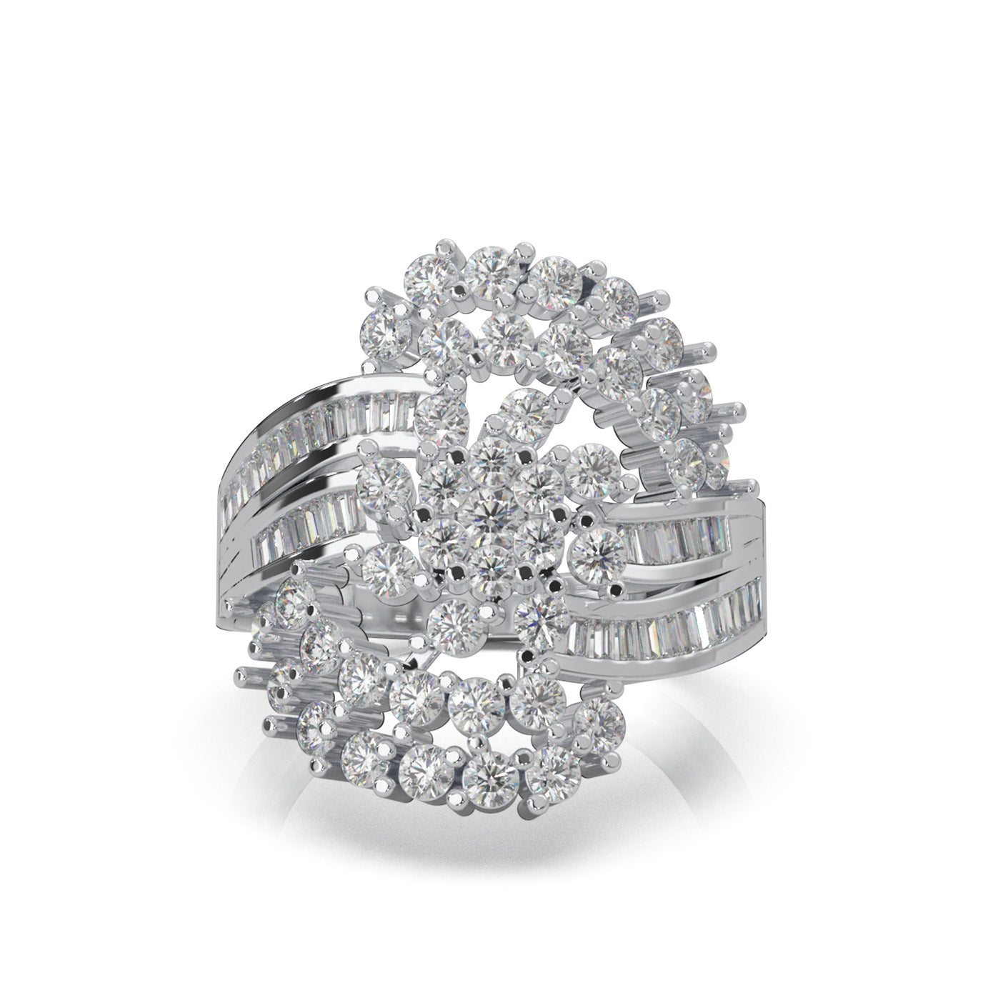 1.00 ct Natural Diamond Fancy Rings in 14k White Gold