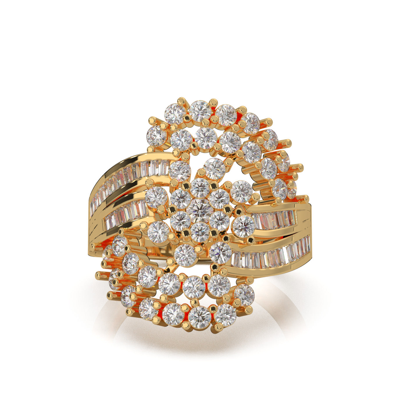 1.00 ct Moissanite Fancy Rings in 14k Yellow Gold