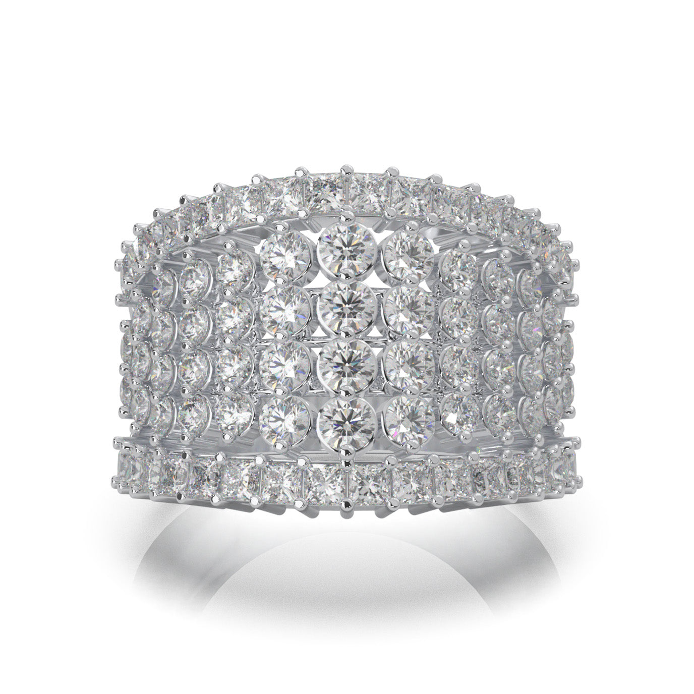 3.70 ct Moissanite Wedding Bands in 10k White Gold