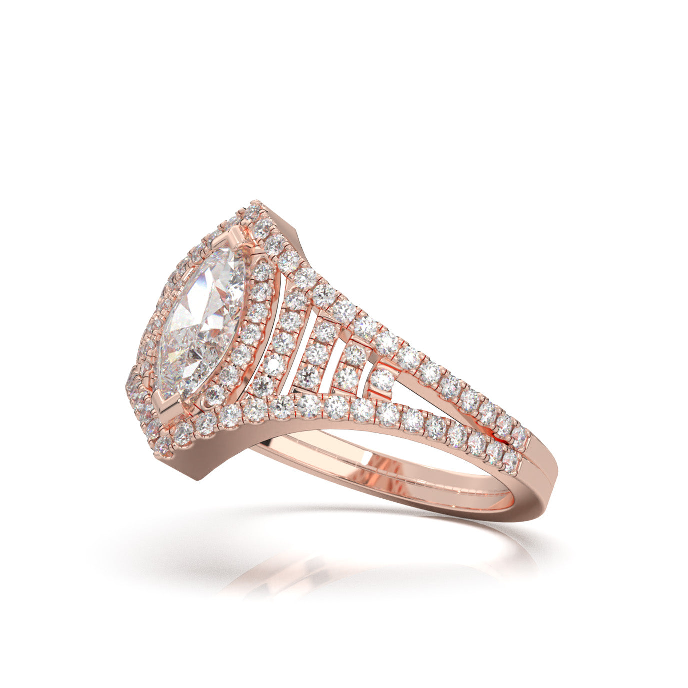 1.20 ct Moissanite Fancy Rings in 14k Rose Gold