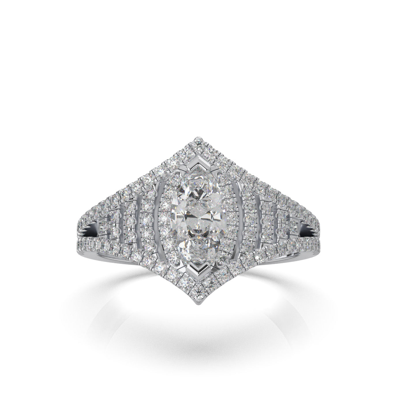 1.20 ct Natural Diamond Fancy Rings in 10k White Gold