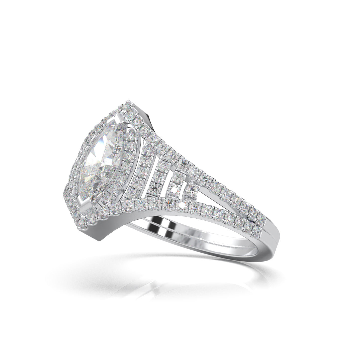 1.20 ct Natural Diamond Fancy Rings in 14k White Gold
