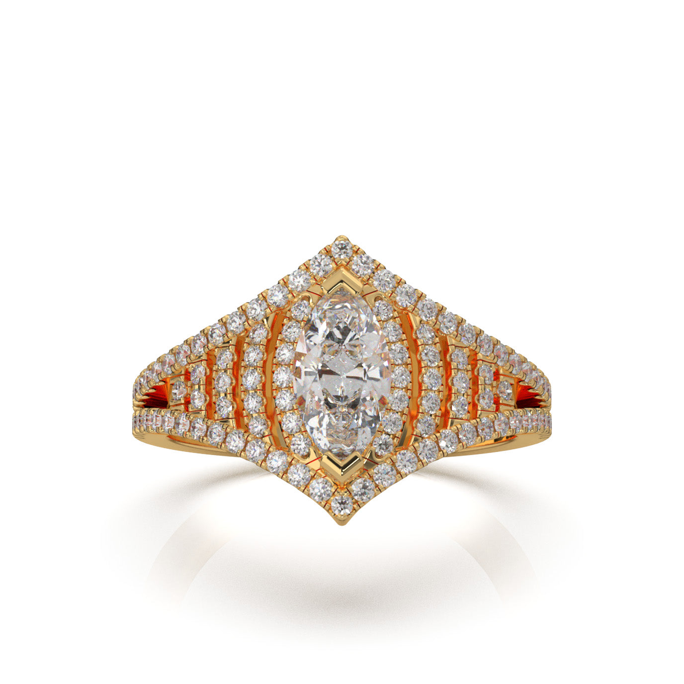 1.20 ct Moissanite Fancy Rings in 10k Yellow Gold