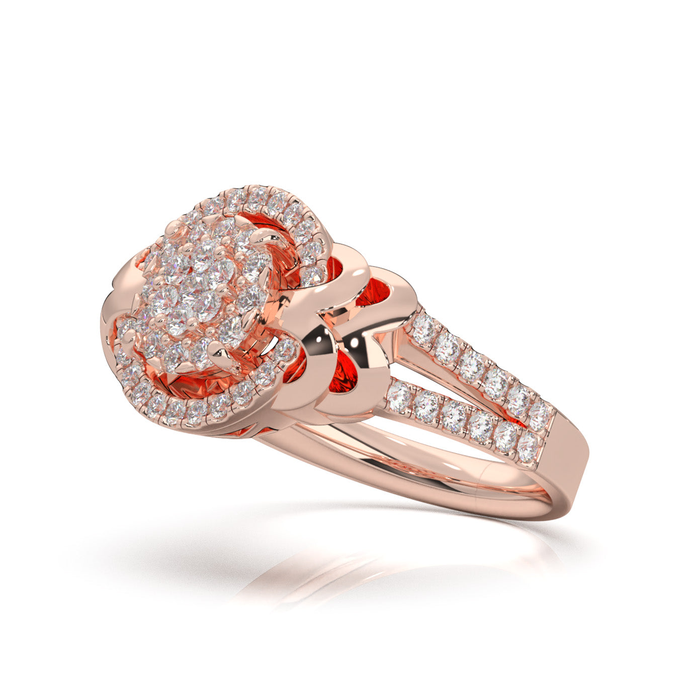 0.90 ct Moissanite Engagement Rings in 14k Rose Gold