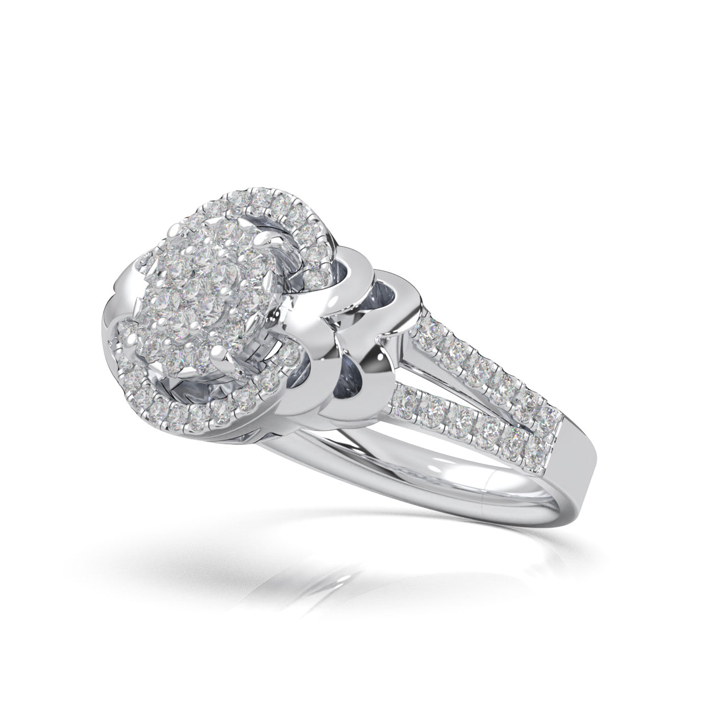 0.90 ct Moissanite Engagement Rings in 14k White Gold