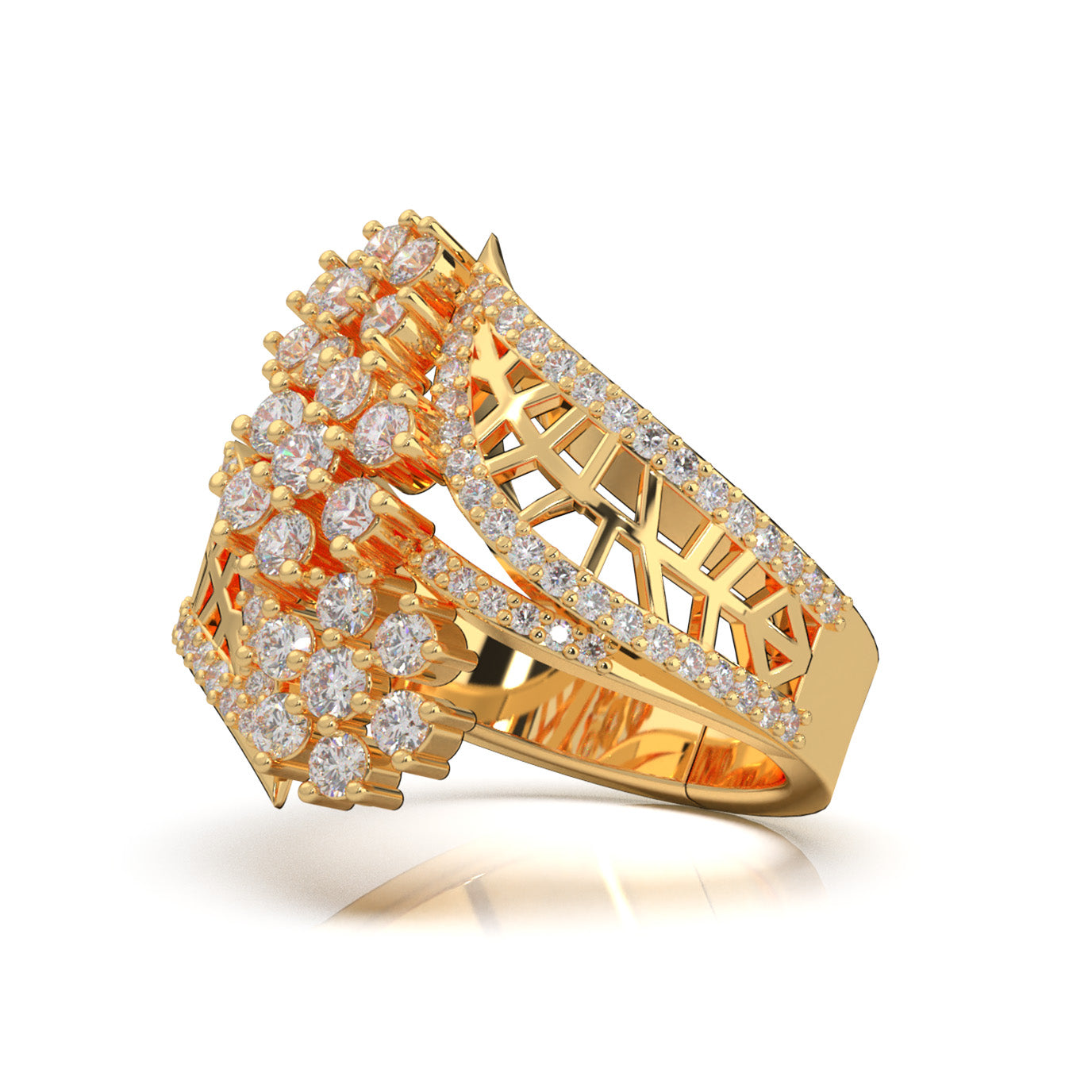 1.50 ct Natural Diamond Fancy Rings in 14k Yellow Gold