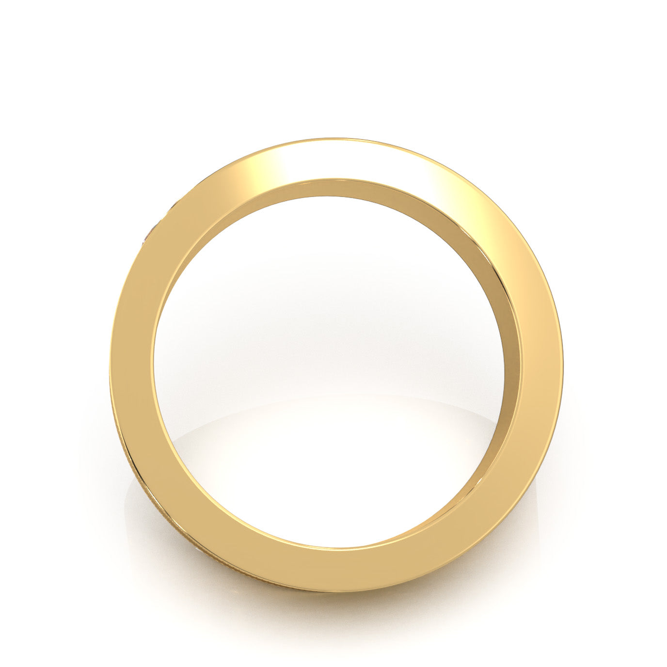 0.60 ct Moissanite Round Cut 9 Stone Mens Channel Wedding Band in 10k Yellow Gold