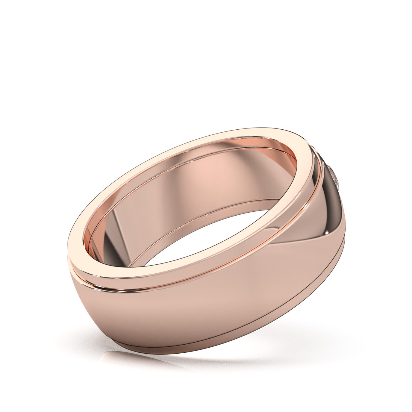 0.85 ct Lab Grown Diamond 5 Stone Channel Mens Wedding Band in 14k Rose Gold