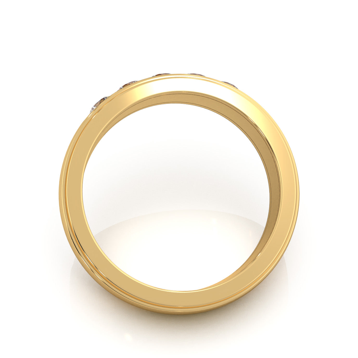 0.85 ct Moissanite 5 Stone Channel Mens Wedding Band in 14k Yellow Gold