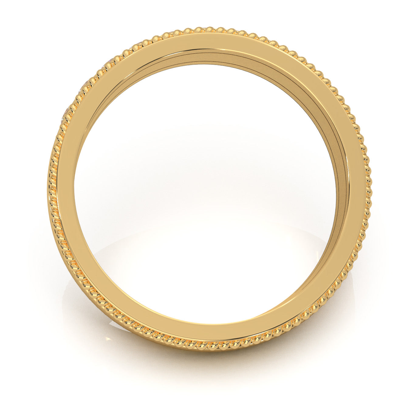 0.60 ct Moissanite Round Cut Channel Set Rope Accent Wedding Band in 14k Yellow Gold