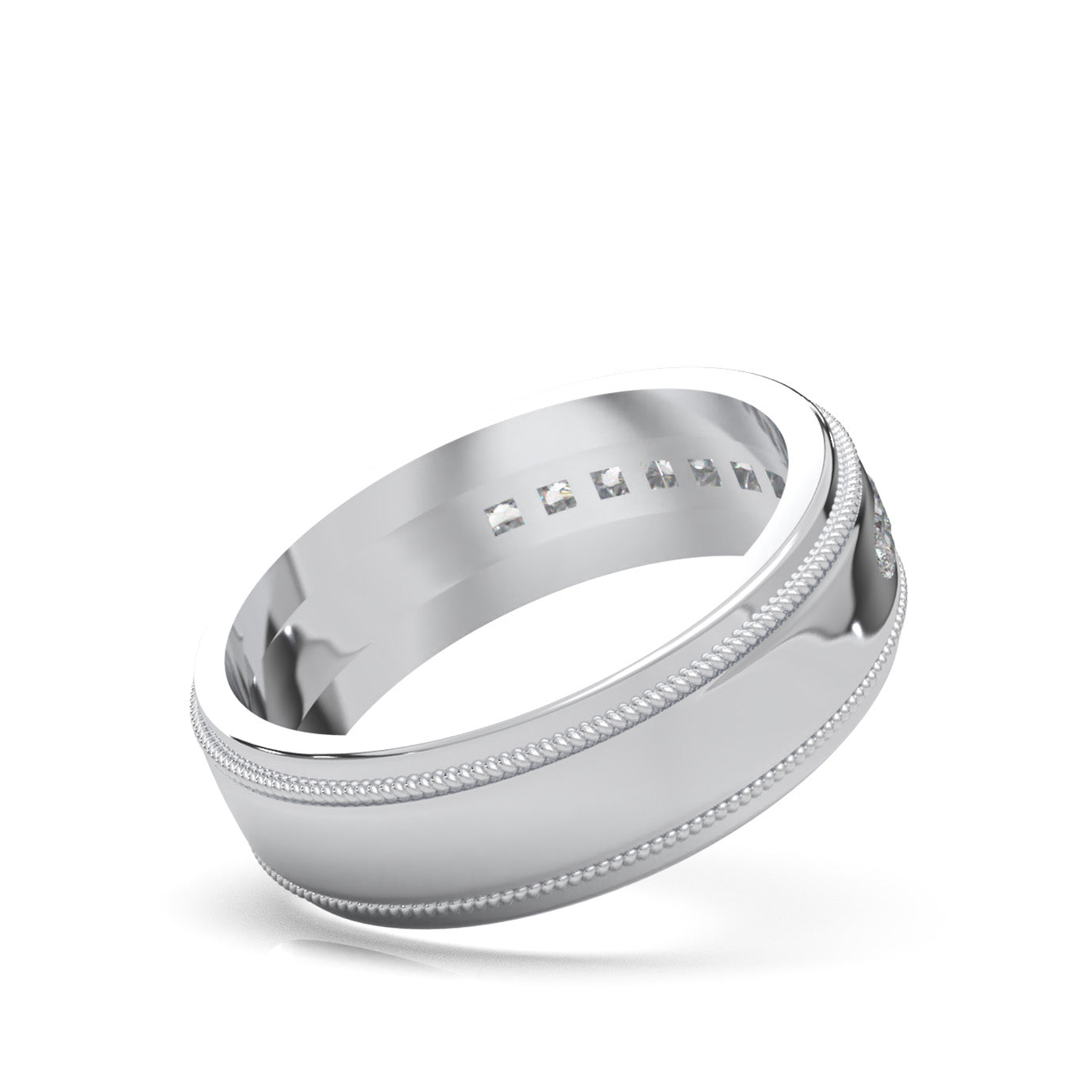 0.75 ct Lab Grown Diamond Princess Cut Raised Center Rope Accent Mens Band in 14k White Gold