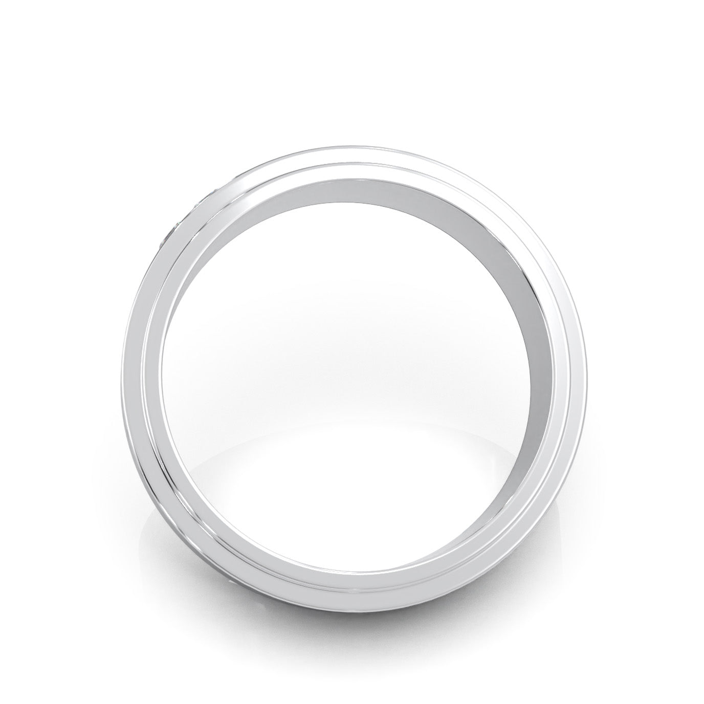 0.80 ct Natural Diamond Princess Cut Raised Center Mens Wedding Band in 14k White Gold