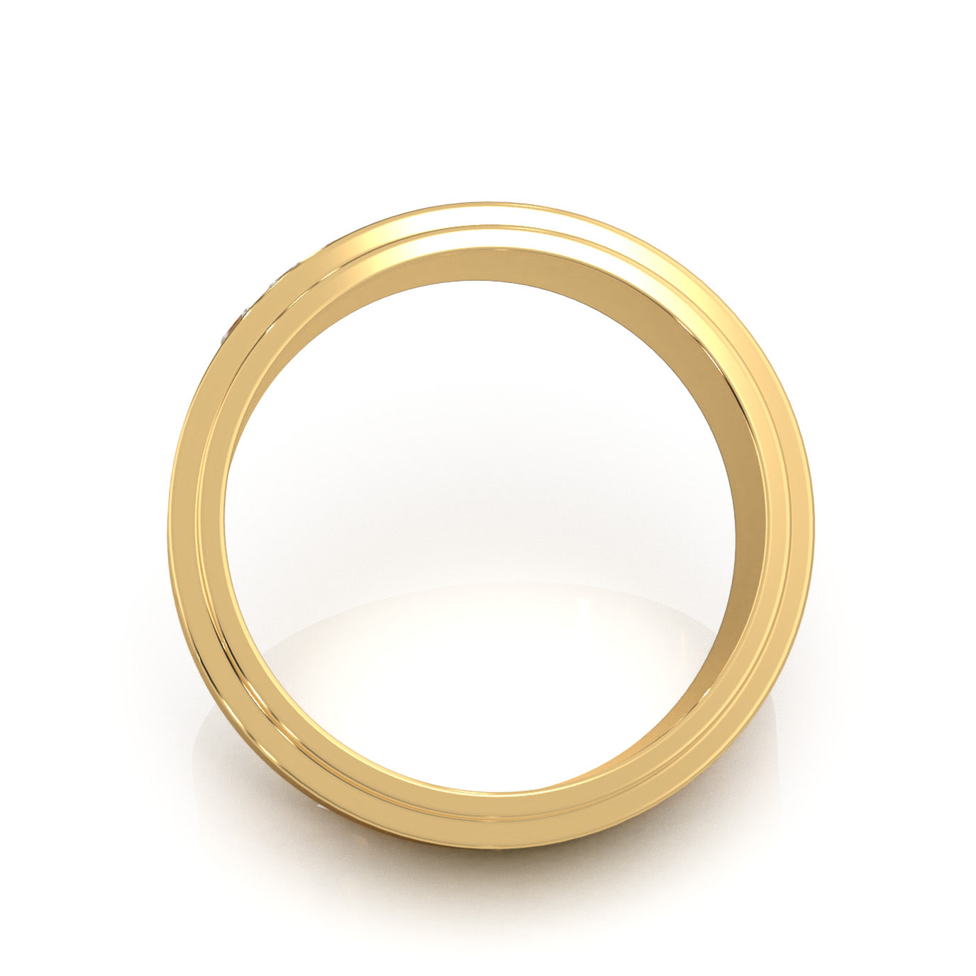 0.80 ct Moissanite Princess Cut Raised Center Mens Wedding Band in 14k Yellow Gold
