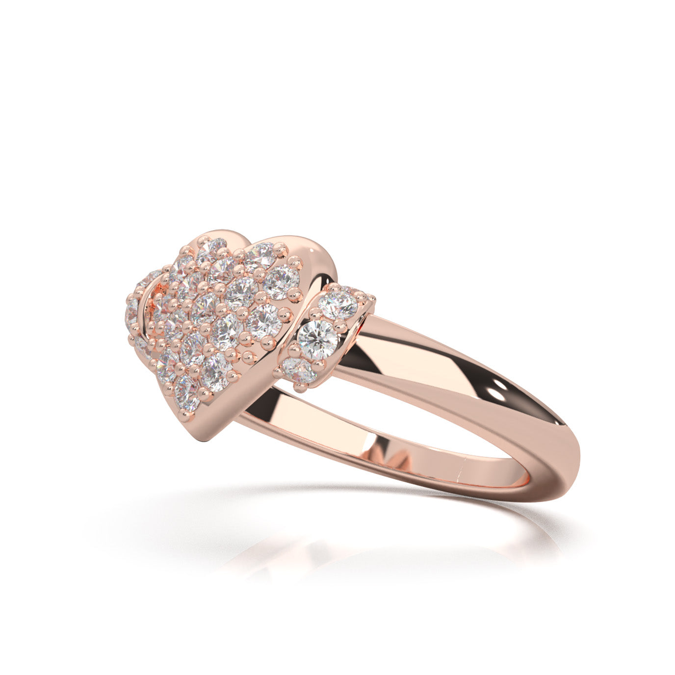 0.50 ct Natural Diamond Heart Rings in 10k Rose Gold