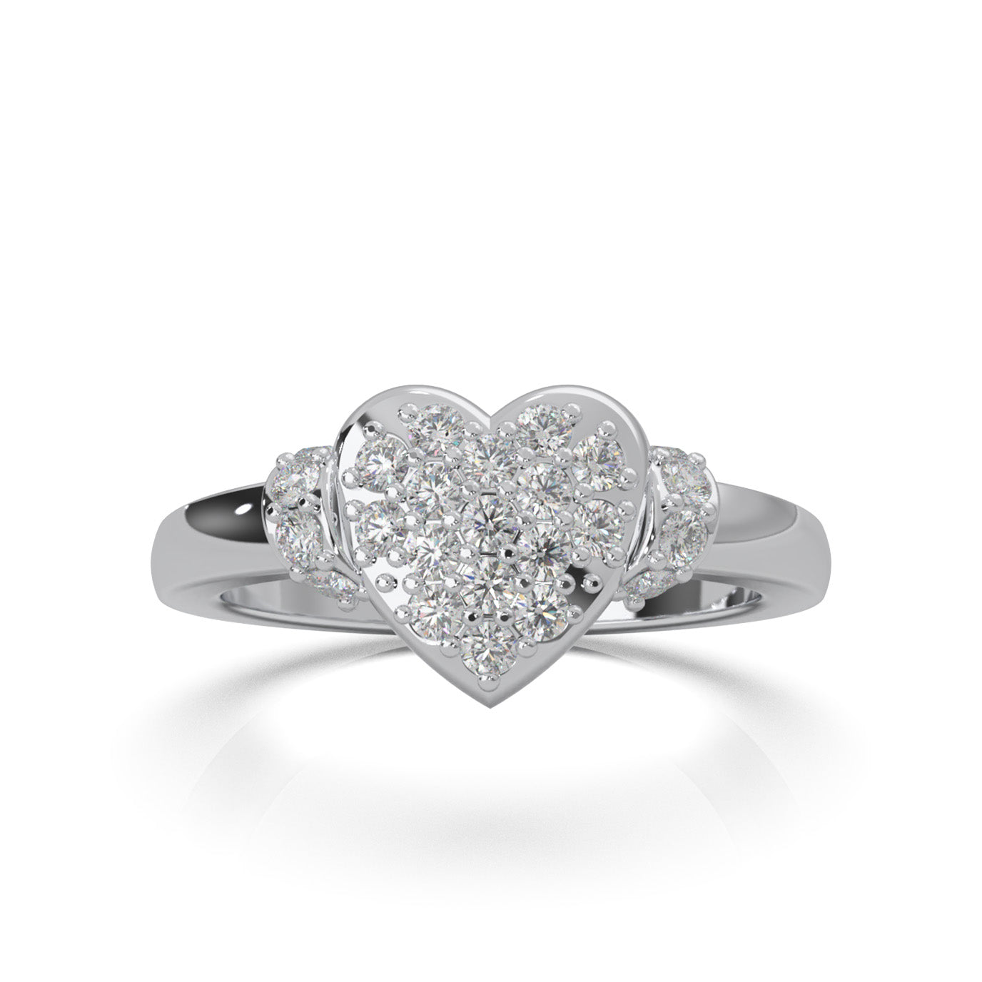 0.50 ct Natural Diamond Heart Rings in 10k White Gold