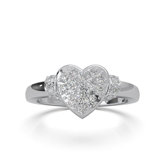 0.50 ct Natural Diamond Heart Rings in 14k White Gold