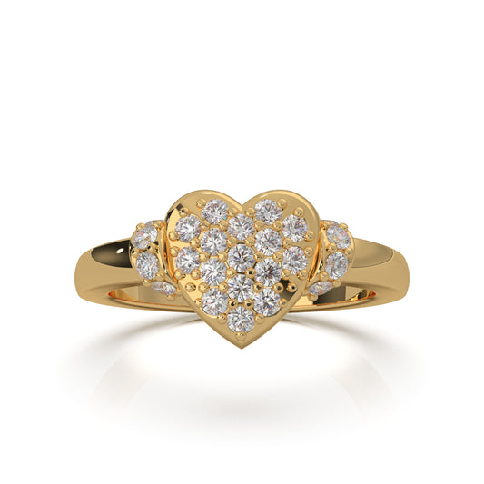 0.50 ct Natural Diamond Heart Rings in 10k Yellow Gold
