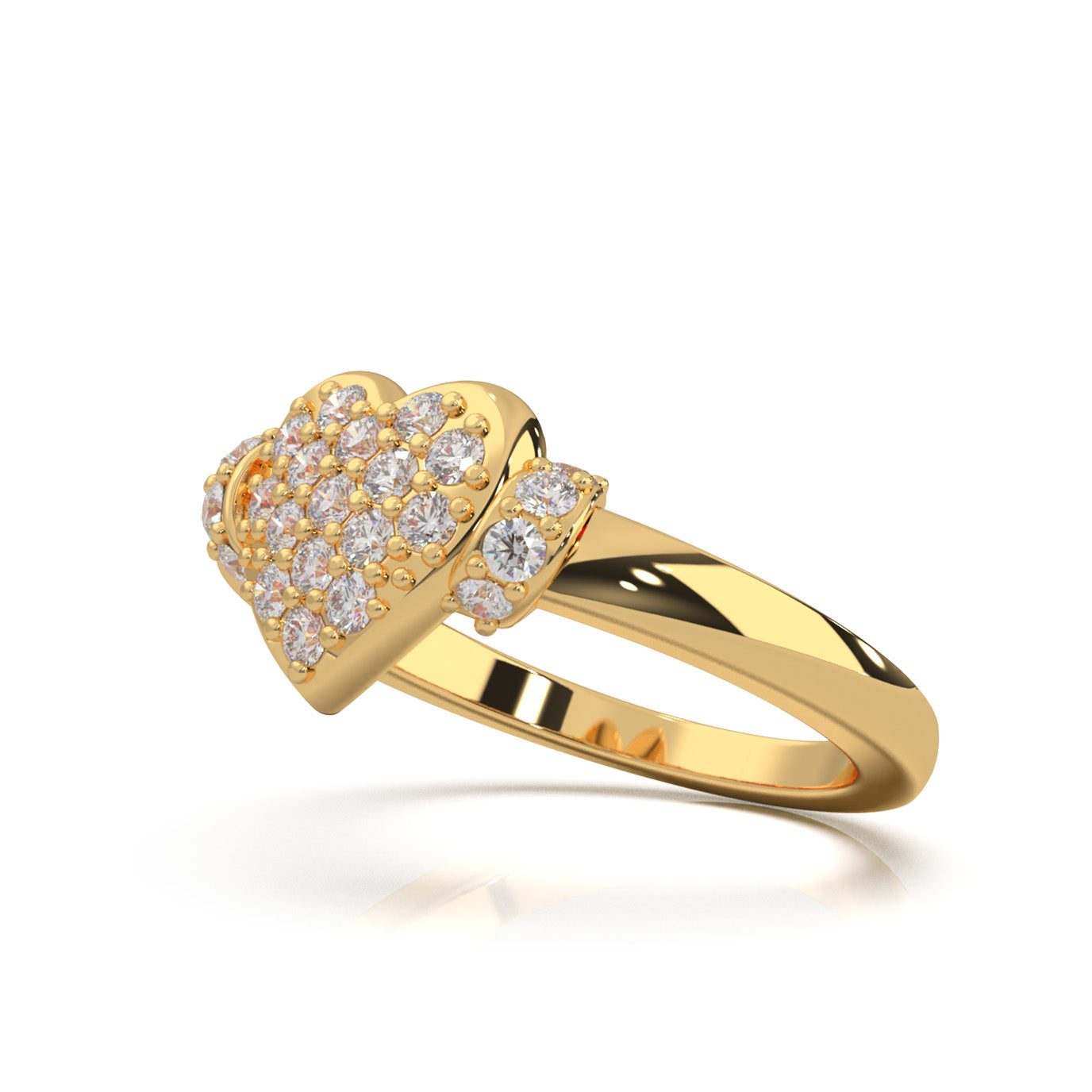0.50 ct Natural Diamond Heart Rings in 10k Yellow Gold